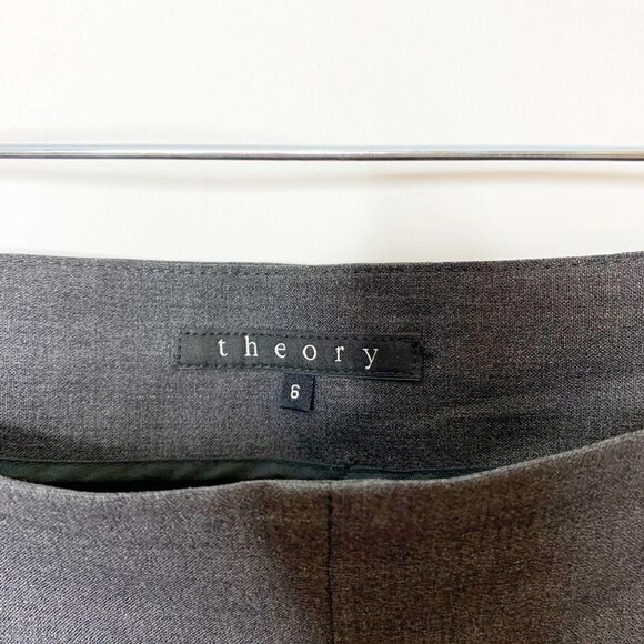 Theory Pants Womens Wool Blend Straight Trouser Pant Ladies Size 6 Gray - Picture 4 of 7